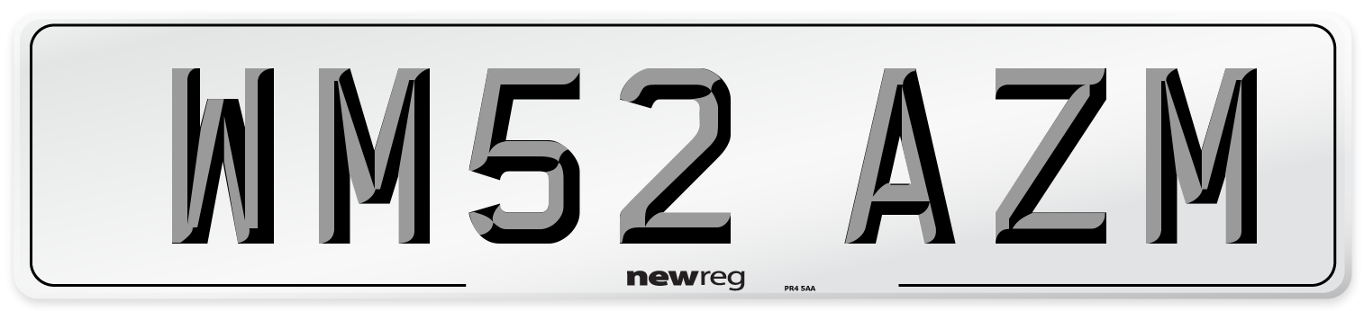 WM52 AZM Number Plate from New Reg